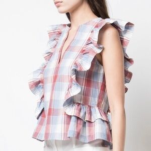 Ulla Johnson Agna plaid blouse